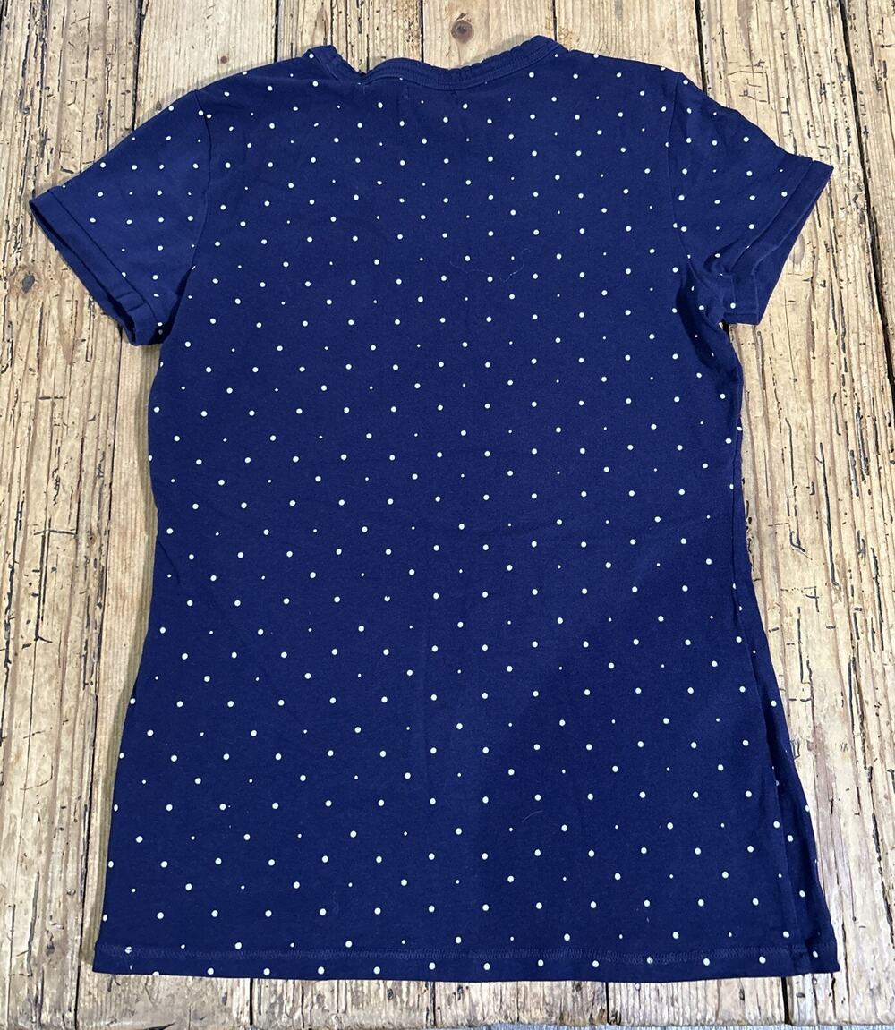 U.S. POLO ASSN. Size S Navy Polka Dot Print V Neck T shirt